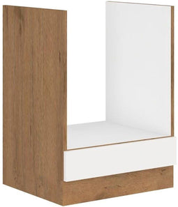 ROCK - Lage ovenkast - Lancelot eiken en glanzend witte melamine - 60 cm