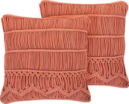 AKKOY - Sierkussen set van 2 - Oranje - 45 x 45 cm - Katoen