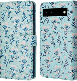 iMoshion Hoesje Geschikt voor Google Pixel 6a Hoesje Met Pasjeshouder - iMoshion Design Bookcase smartphone - Blauw / Blue Flowers
