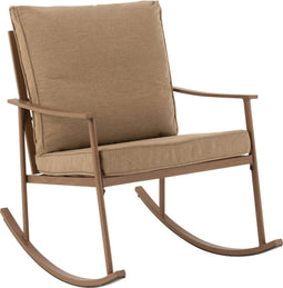 J-Line schommelstoel - metaal/textiel - beige/donkerbruin