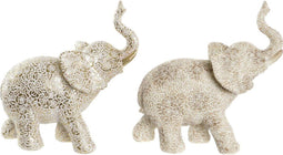 Decoratieve figuren DKD Home Decor Olifant Beige Gouden Hars Koloniaal (25 x 11,8 x 25 cm) (2 Stuks)