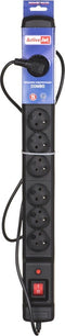 ActiveJet ACJ COMBO 9GN 3M Black Power Strip met snoer.