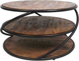 HSM Collection Salontafel Tower - ø70 cm - mangohout/ijzer
