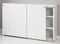 Akoestische schuifdeurkast breed 200CM diep 48CM hoogte 122CM bladkleur Beuken framekleur Aluminium (RAL9006)