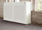 Akoestische schuifdeurkast breed 200CM diep 48CM hoogte 122CM bladkleur Beuken framekleur Aluminium (RAL9006)