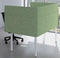 Akoestische wand Lucia breed 140CM hoog 80CM kleur lucia Licht blauw PO07 kleur beugel Wit (RAL9010)
