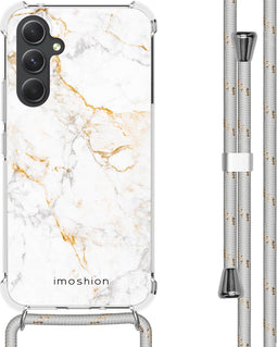iMoshion Hoesje Geschikt voor Samsung Galaxy A54 (5G) Hoesje Met Koord - iMoshion Design Hoesje met Koord - Wit / White Marble