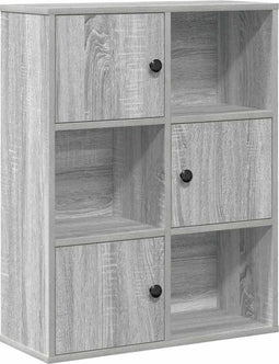 vidaXL - Boekenkast - 60x24x76,5 - cm - bewerkt - hout - grijs - sonoma - eikenkleurig