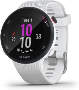 Garmin Forerunner 45S wit met een witte siliconen polsband