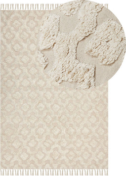 AKSARAY - Laagpolig vloerkleed - Beige - 160 x 230 cm - Katoen