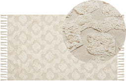 AKSARAY - Laagpolig vloerkleed - Beige - 80 x 150 cm - Katoen