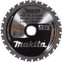 Makita B-33526 - Cirkelzaagblad 136 mm - Hardmetaal voor metaal - 30 tanden