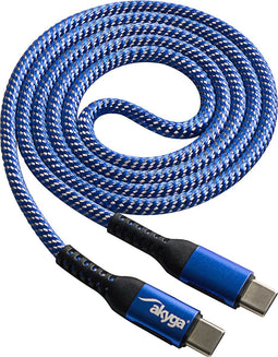 Akyga USB-kabel USB-C stekker, USB-C stekker 1.00 m Blauw AK-USB-37