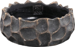 PTMD Soap Ronde Bloempot - H10 x Ø25 cm - Cement - Zwart/goud