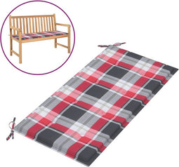 vidaXL - Tuinbankkussen - 100x50x3 - cm - oxford - stof - ruitpatroon - rood