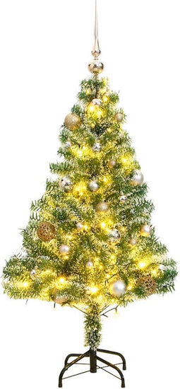 vidaXL - Kunstkerstboom - 150 - LED's - kerstballen - en - sneeuw - 150 - cm
