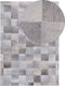 ALACAM - Patchwork vloerkleed - Lichtgrijs - 140 x 200 cm - Koeienhuid leer