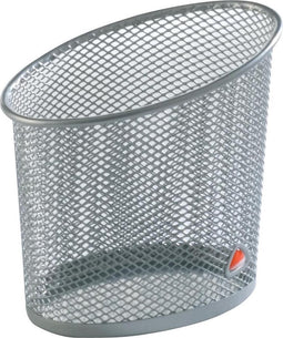 Alba pennenpotje in mesh metaal, zilvergrijs