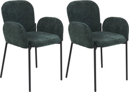 ALBEE - Eetkamerstoel set van 2 - Groen - Polyester