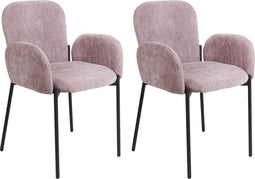 ALBEE - Eetkamerstoel set van 2 - Roze - Polyester