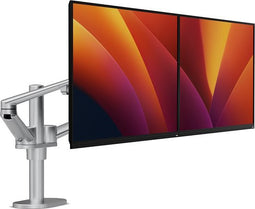 Alberenz® Dubbele Monitor Arm Zilver - Dubbele Monitorbeugel Zilver - Monitorarm 2 schermen - Ergonomisch ontwerp - Scherm beugel - Monitorbeugel