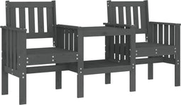 vidaXL - Tuinbank - met - tafel - 2-zits - massief - grenenhout - grijs