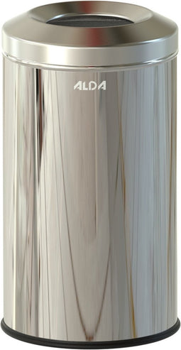 ALDA, Brandwerende prullenbak – 20L - 43xØ24 cm – zilver – afvalbak - vuilnisbak