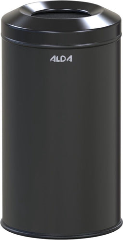 ALDA, Brandwerende prullenbak – 20L - 43xØ24 cm – zwart – afvalbak - vuilnisbak