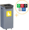 Alda Eco Modulair Bin, Prullenbak - 70L - Grijs/Geel - Afvalscheiding Prullenbakken - Gemakkelijk Afval Scheiden – Recyclen - Afvalemmer - Vuilnisbak voor huishouden en kantoor - Vierkante Afvalbak op Wieltjes - Inclusief 5-delige Stickerset