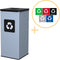 Alda Eco Square Bin, Prullenbak - 60L - Grijs/Zwart - Afvalscheiding Prullenbakken - Gemakkelijk Afval Scheiden – Recyclen - Afvalemmer - Vuilnisbak voor huishouden en kantoor - Vierkante Afvalbakken - Inclusief 5-delige Stickerset
