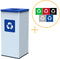 Alda Eco Square Nord White Bin, Prullenbak - 60L - Wit/Blauw - Afvalscheiding Prullenbakken - Gemakkelijk Afval Scheiden – Recyclen - Afvalemmer - Vuilnisbak voor huishouden en kantoor - Vierkante Afvalbakken - Inclusief 5-delige Stickerset