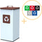 Alda Eco Square Nord White Bin, Prullenbak - 60L - Wit/Bruin - Afvalscheiding Prullenbakken - Gemakkelijk Afval Scheiden – Recyclen - Afvalemmer - Vuilnisbak voor huishouden en kantoor - Afvalbakken - Inclusief 5-delige Stickerset