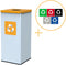 Alda Eco Square Nord White Bin, Prullenbak - 60L - Wit/Geel - Afvalscheiding Prullenbakken - Gemakkelijk Afval Scheiden – Recyclen - Afvalemmer - Vuilnisbak voor huishouden en kantoor - Afvalbakken - Inclusief 5-delige Stickerset