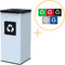 Alda Eco Square Nord White Bin, Prullenbak - 60L - Wit/Zwart - Afvalscheiding Prullenbakken - Gemakkelijk Afval Scheiden – Recyclen - Afvalemmer - Vuilnisbak voor huishouden en kantoor - Afvalbakken - Inclusief 5-delige Stickerset