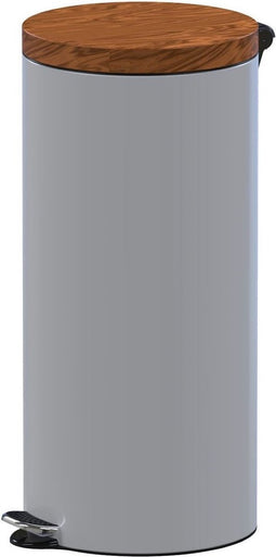 ALDA Excellent, Design pedaalemmer – 20L - 45xØ30 cm – Wit/Bruin – prullenbak – afvalbak - vuilnisbak