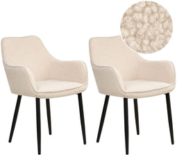 ALDEN - Eetkamerstoel set van 2 - Lichtbeige - Bouclé