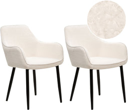 ALDEN - Eetkamerstoel set van 2 - Wit - Bouclé