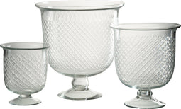 J-Line vaas Geruit Voet - glas - transparant - large