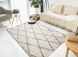 Aledin Carpets Ibiza - Hoogpolig - Vloerkleed 240x340 cm - Shaggy - Grijs Wit