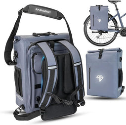 Fietstas voor bagagedrager - 3-in-1 rugzakfietstas - Waterdicht 25 liter - Zwart