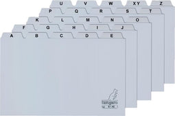 Alfabet Index tabs voor kaartenbak - 160 x 200 mm - Grijs