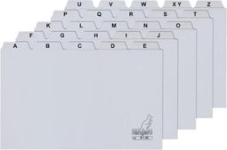 Alfabet Index tabs voor kaartenbak - 170 x 235 mm - Grijs