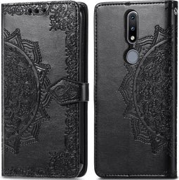 iMoshion Hoesje Geschikt voor Nokia 2.4 Hoesje Met Pasjeshouder - iMoshion Mandala Bookcase - Zwart