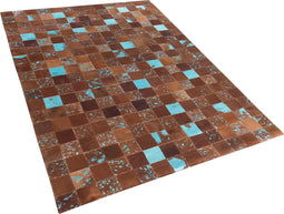 ALIAGA - Patchwork vloerkleed - Bruin - 140 x 200 cm - Koeienhuid leer
