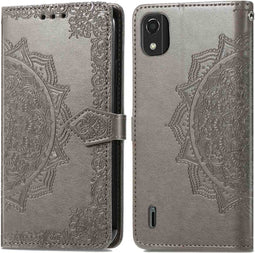 iMoshion Hoesje Geschikt voor Nokia C2 2nd Edition Hoesje Met Pasjeshouder - iMoshion Mandala Bookcase - Grijs
