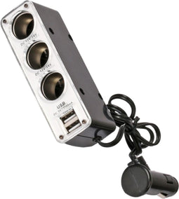 All Ride Autolader USB - 2 USB Poorten - Sigarettenaansteker Verdeler - 12/24 V - Zwart/Wit