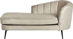 ALLIER - Chaise longue - Beige - Rechtszijdig - Fluweel