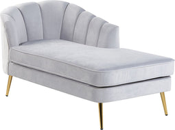 ALLIER - Chaise longue - Grijs - Linkerzijde - Fluweel