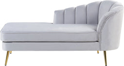 ALLIER - Chaise longue - Grijs - Rechterzijde - Fluweel
