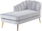 ALLIER - Chaise longue - Grijs - Rechterzijde - Fluweel